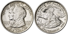 1921. Estados Unidos. 1/2 dólar. (Kr. 148.2). 12,43 g. AG. Centenario del estado de Alabama. Muy escasa. EBC-.
