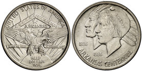 1936. Estados Unidos. Filadelfia. 1/2 dólar. (Kr. 168). 12,53 g. AG. Centenario de Arkansas. Escasa. EBC.