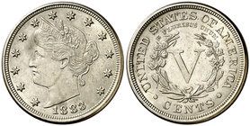 1883. Estados Unidos. 5 centavos. (Kr. 112). 5,03 g. CU-NI. Bella. Escasa. EBC.