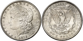 1878. Estados Unidos. Filadelfia. 1 dólar. (Kr. 110). 26,74 g. AG. 7 plumas en la cola del águila. Leves rayitas. EBC-.