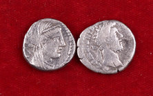 Lote de 2 denarios, uno de la Gens Rubria y el otro de Cómodo. A examinar. RC/MBC-.