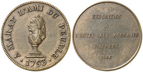 1946. Francia. A Marat, el amigo del Pueblo. 6,66 g. Ø 23 mm. Bronce. "Exposition à l'Hôtel des Monnaies". EBC+.