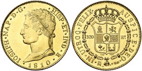 1810. José Napoleón. Madrid. 320 reales. 26,68 g. Ø 37 mm. Oro. Reproducción de 100 medallas numeradas, ésta es la número 44. S/C.