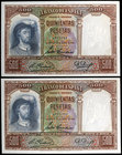 1931. 500 pesetas. (Ed. C12). 25 de abril, Elcano. Pareja correlativa. EBC+.