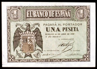 1938. Burgos. 1 peseta. (Ed. D29a) (Ed. 428a). 30 de abril. Serie H. Manchita en una esquina. S/C-.