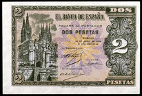 1938. Burgos. 2 pesetas. (Ed. D30a) (Ed. 429a). 30 de abril. Serie F. S/C-.