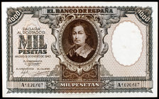 1940. 1000 pesetas. (Ed. D41) (Ed. 440). 9 de enero, Murillo. Dobleces. Escaso. MBC+.