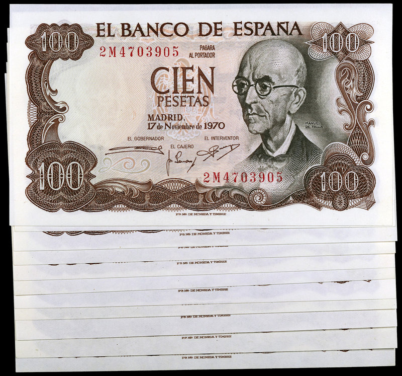 1970. 100 pesetas. (Ed. D73b) (Ed. 472c). 17 de noviembre, Falla. 20 billetes, s...
