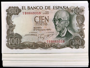 1970. 100 pesetas. (Ed. D73b) (Ed. 472c). 17 de noviembre, Falla. 23 billetes, series 7A (pareja correlativa) a 7N y 7P a 7W. S/C-/S/C.