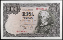 1976. 5000 pesetas. (Ed. E1a) (Ed. 475a). 6 de febrero, Carlos III. Serie 1B. EBC+.