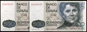 1979. 500 pesetas. (Ed. E2a) (Ed. 476a). 23 de octubre, Rosalía de Castro. Pareja correlativa, serie Z. S/C.
