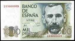 1979. 1000 pesetas. (Ed. E3a) (Ed. 477a). 23 de octubre, Pérez Galdós. Serie 2A9000009. Raro. S/C.