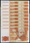 1980. 200 pesetas. (Ed. E6a) (Ed. 480a). 16 de septiembre, Clarín. Doblez central. 9 billetes correlativos, serie C. (EBC).