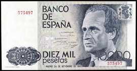 1985. 10000 pesetas. (Ed. E7) (Ed. 481). 24 de septiembre, Juan Carlos I / Felipe. Sin serie. Leve doblez. EBC+.