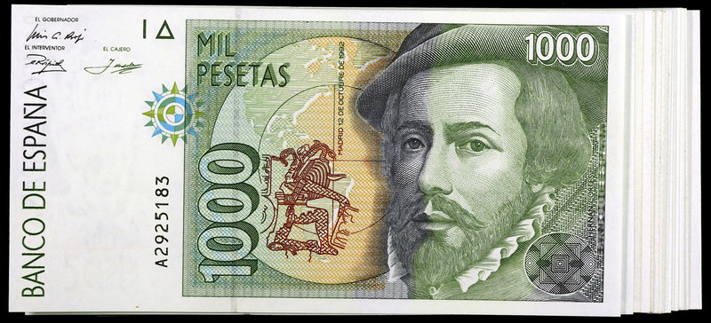 1992. 1000 pesetas. (Ed. E9a) (Ed. 483a). 12 de octubre, Hernán Cortés / Pizarro...