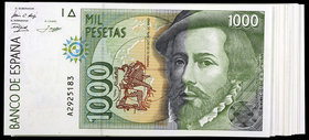 1992. 1000 pesetas. (Ed. E9a) (Ed. 483a). 12 de octubre, Hernán Cortés / Pizarro. 23 billetes, series A a I, K a N y Q a Z. S/C-/S/C.