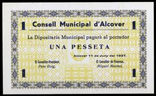 Alcover. 50 céntimos y 1 peseta. (T. 108a y 109). 2 billetes, serie completa. Ex Colección José Martí, Áureo 17/11/2004, nº 5296. Raros así. S/C-....