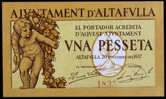 Altafulla. 25 céntimos y 1 peseta. (T. 185 y 186). 2 billetes, serie completa. Ex Colección José Martí, Áureo 17/11/2004, nº 5311. Escasos. EBC/S/C-....