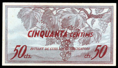 Fatarella, la. 50 céntimos y 1 peseta. (T. 1156 var y 1157b). 2 billetes, el de 1 peseta, con sólo una numeración. EBC-.
