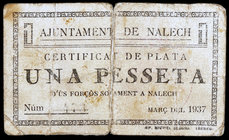 Nalec. 1 peseta. (T. 1878). Roturas. Muy raro. (BC).