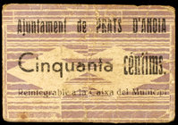 Prats d'Anoia. 50 céntimos. (T. 2300a). Cartón, nº 161. Raro. MBC-.