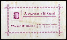 Rourell, el. 50 céntimos. (T. 2565). Manchitas. Raro. MBC.