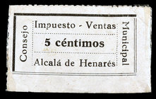 Alcalá de Henares (Madrid). Impuesto - Ventas. 5 céntimos. (RGH. falta). Restos de celofán. BC+.