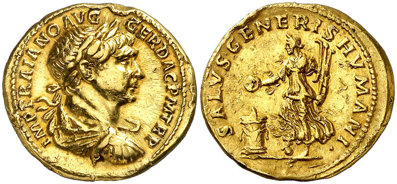 (117 d.C.). Trajano. Áureo. (Spink falta) (Co. 334) (RIC. 148B var) (Calicó 1087...