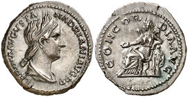 (129 d.C.). Sabina. Denario. (Spink 3919) (S. 12) (RIC. 398). 3,29 g. Bella. EBC-.