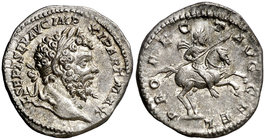 (200 d.C.). Septimio Severo. Denario. (Spink 6352) (S. 576) (RIC. 138). 3,41 g. EBC.