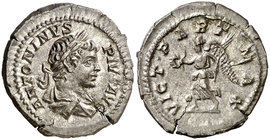 (204 d.C.). Caracalla. Denario. (Spink 6895) (S. 658) (RIC. 144b). 3,55 g. Grieta radial. (EBC).