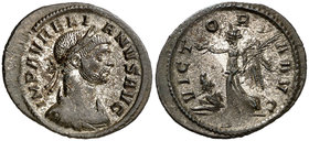 (274-275 d.C.). Aureliano. Denario de vellón. (Spink 11643) (Co. 255 var) (RIC. 73). 2 g. Plateado original casi íntegro. Bella. EBC-.