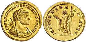 (286 d.C.). Maximiano Hércules. Roma. Áureo. (Spink 13036) (Co. 348) (RIC. 492) (Calicó 4688). 5,51 g. Leve raspadura en reverso. Ex NAC 26/10/2005, n...