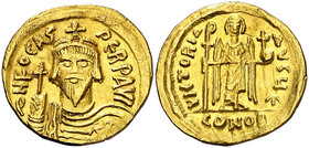 Focas (602-610). Constantinopla. Sólido. (Ratto 1181) (S. 620). 4,39 g. Gráfitos en reverso. Ligeramente alabeada. MBC+.