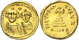 Heraclio y Heraclio Constantino (610-641). Constantinopla. Sólido. (Ratto 1362 var) (S. 743). 4,27 g. MBC.