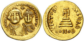 Heraclio y Heraclio Constantino (610-641). Constantinopla. Sólido. (Ratto 1368 var) (S. 746). 4,41 g. MBC+.