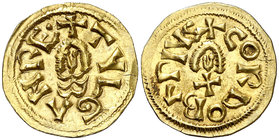 Tulga (639-642). Córdoba. Triente. (CNV. 392.5) (R.Pliego 515f). 1,25 g. Bella. Muy escasa y más así. EBC.