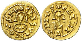 Chindasvinto (642-653). Emérita (Mérida). Triente. (CNV. 430) (R.Pliego 550a). 1,39 g. Muy escasa. MBC.