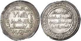 AH 117. Emires dependientes de Damasco. Al Andalus. Dirhem. (V. 31) (Fro. 1). 2,83 g. Bonita pátina. Muy rara. MBC+.