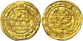AH 400. Califato. Mohamad II. Al Andalus. Dinar. (V. 689, como dirhem) (Fro. 136) (Prieto "suplemento" 3) (Miles 342c). 3,86 g. Muy rara. EBC-.