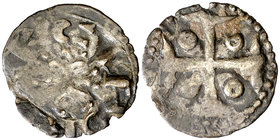 Ramon Berenguer IV (1131-1162). Barcelona. Diner. (Cru.V.S. 33.1) (Balaguer 38-2) (Cru.C.G. 1846a) (V.Q. 5331, mismo ejemplar). 0,66 g. Leyenda degene...