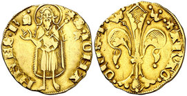 Pere III (1336-1387). Perpinyà. Florí. (Cru.V.S. 386) (Cru.C.G. 2205). 3,42 g. Marca: yelmo. Buen ejemplar. MBC+.