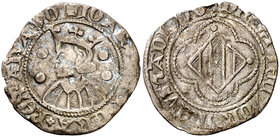 Joan I (1387-1396). Perpinyà. Coronat. (Cru.V.S. 476) (Cru.C.G. 2288a) (V.Q. 2288a, mismo ejemplar). 1,21 g. Pequeño defecto en borde. Muy rara. (MBC)...