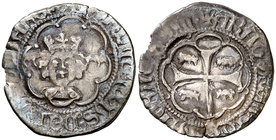 Ferran I (1412-1416). Mallorca. Mig ral. (Cru.V.S. 771) (Cru.C.G. 2818b) (V.Q. 5913, mismo ejemplar). 1,57 g. Oxidaciones. Muy rara. MBC.