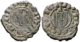 Ferran I (1412-1416). Sicília. Diner. (Cru.V.S. 776) (Cru.C.G. 2823c) (MIR. 224) (V.Q. 5915, mismo ejemplar). 0,64 g. MBC-/MBC.
