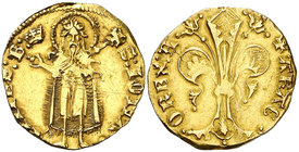 Alfons IV (1416-1458). València. Florí. (Cru.V.S. 811.1 var) (Cru.C.G. 2832 var). 3,48 g. Marca: corona. Letras A latinas excepto la del nombre del re...