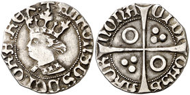 Alfons IV (1416-1458). Barcelona. Croat. (Cru.V.S. 820.1 var) (Cru.C.G. 2865 var). 3,04 g. El busto no interrumpe la gráfila y tiene un punto a izquie...