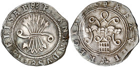 Reyes Católicos. Segovia. 1/2 real. (Cal. 456) (V.Q. 6621, mismo ejemplar). 1,63 g. Algo alabeada. MBC.
