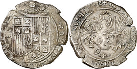 Reyes Católicos. Burgos. 4 reales. (Cal. 192, mismo ejemplar) (V.Q. 6549, mismo ejemplar). 13,58 g. Muy rara. MBC+.