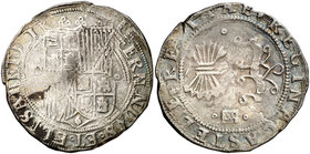 Reyes Católicos. Segovia. 4 reales. (Cal. 204) (V.Q. 6550, mismo ejemplar). 13,62 g. Pátina. Muy rara. MBC/MBC+.